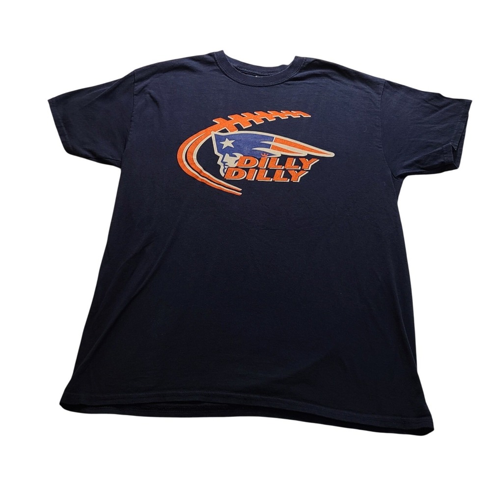 Gildan New England Patriots Dilly Dilly T-Shirt Men's L Navy Blue Football Fan
